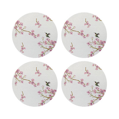 Blossom Fantasia Vegan Leather Round Coasters