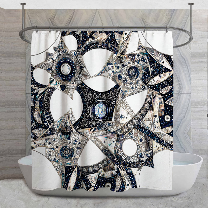 Rideau de douche mosaïque - décor de salle de bain complexe Hollywood Regency, H 73 po x l 70 po