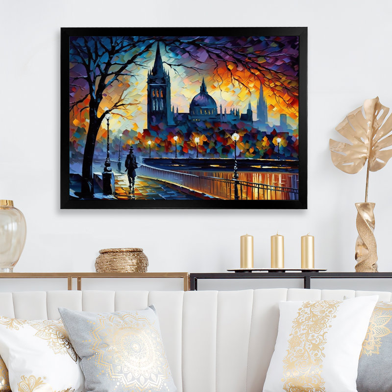«City View in the Fall I», reproduction sur toile, H 12 po x l 20 po x P 1 po, Impression noire sur toile encadrée