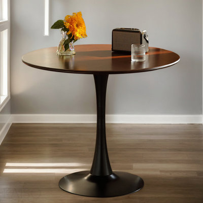 Walnut Round Dining Table, Modern Dining Table, Dining Table,Mdf Top And Steel Base Tulip Round Kitchen Table,Kitchen Table