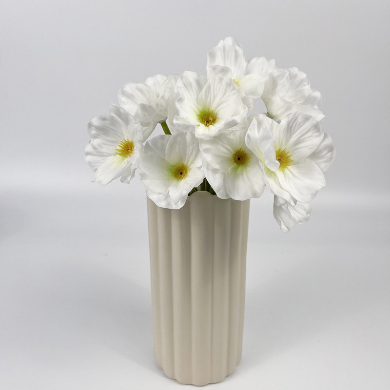12 pièces de fleurs artificielles fausses fleurs de pavot, Blanc
