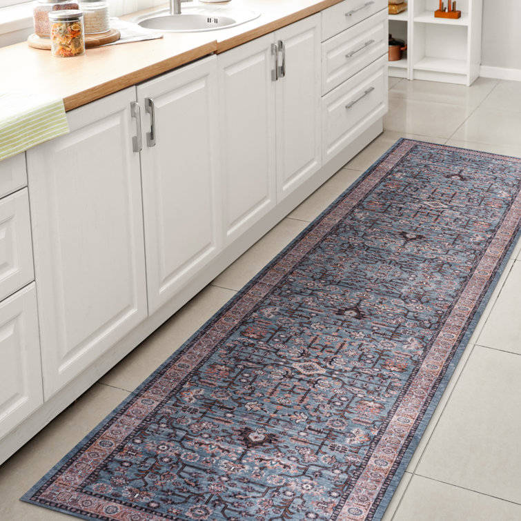 Sarok All-Over Persian Machine-Washable Blue/Red/Brown Rug