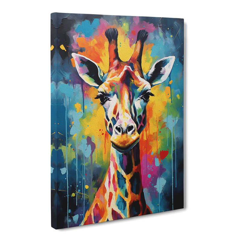Giraffe Gestural - Wrapped Canvas