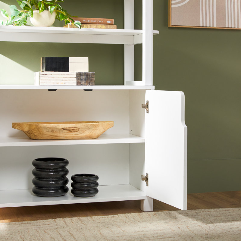 Bibliothèque de rangement en bois arquée H 72 "x l 36" Yasirah, Blanc