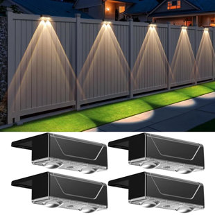 Kanstar Solar Fence Lights Modern Ip55 Waterproof 3 Color Modes Led 4 Pack