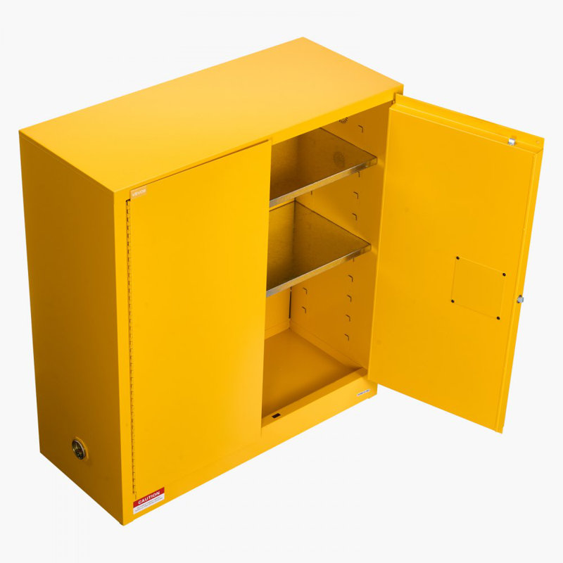 Flammable Cabinet, 43.0 x 18.1 x 46.4 Inch, 29 Gallon Flammable Storage Cabinet with Adjustable Shelf, Cold-Rolled and Galvanized Steel Fire Cabinets, for Commercial Industrial Home Use, Yellow
