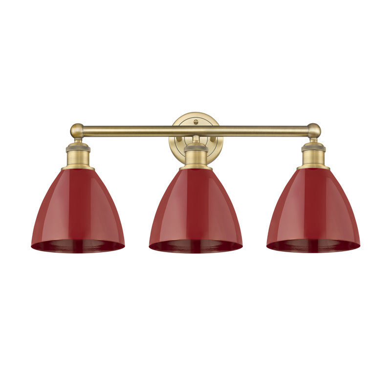 Anglie 3 - Light Dimmable Vanity Light, Red, Brushed Brass