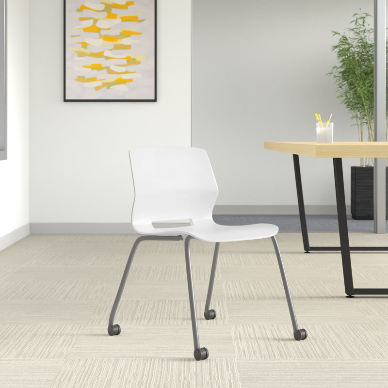 Chaise empilable Wille, Blanc, Avec des roulettes