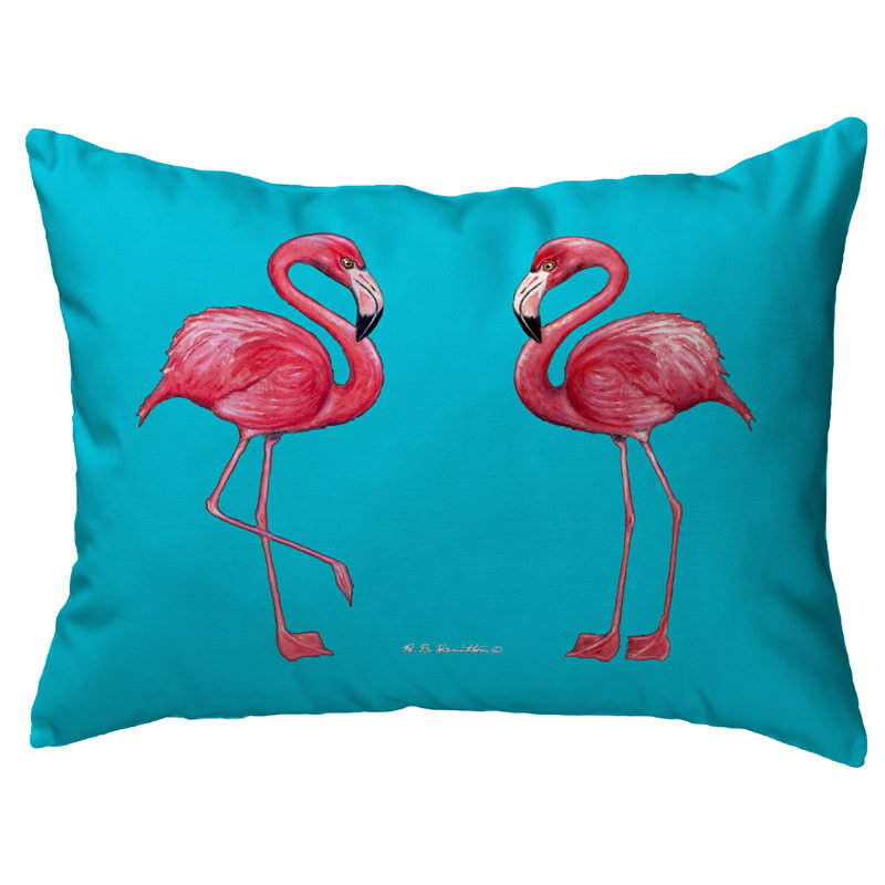 Flamingo Tiled Outdoor Rectangular Pillow Cover & Insert, 11" x 14"