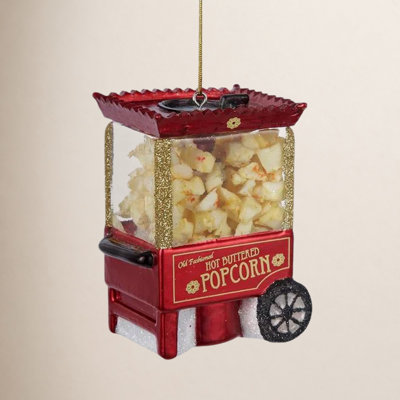 Kurt Adler Noble Gems Glass Ornament for Christmas Tree, Popcorn Machine