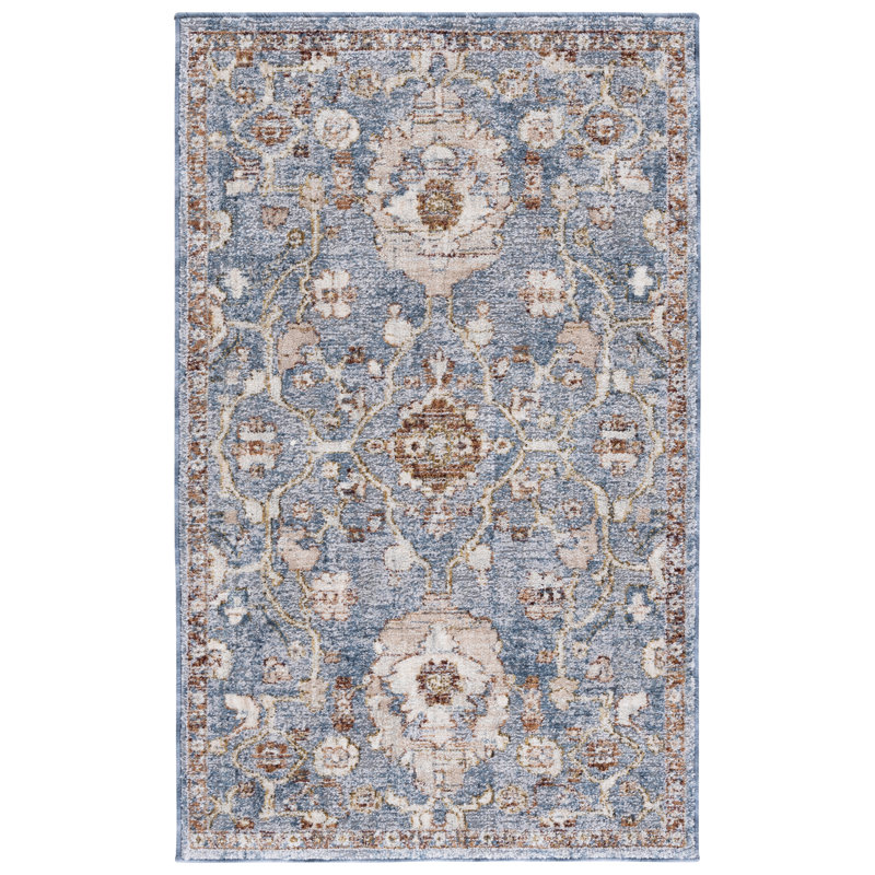 Tapis gris / bleu Heirloom 728, Rectangle 2 pi 6 po x 4 pi