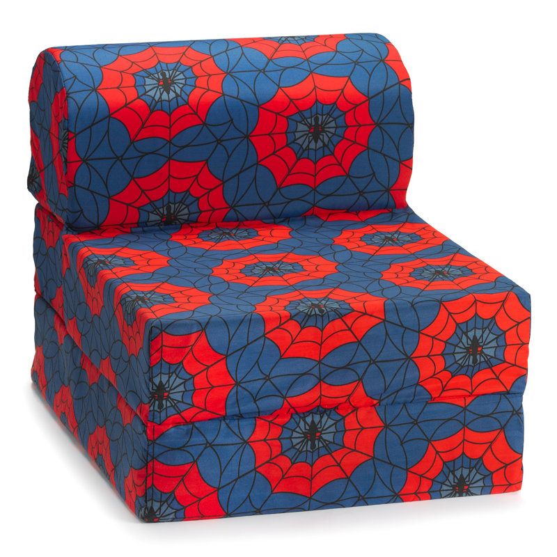 Chaise convertible en lit pour enfants de 12 po Cowgill, Bleu / Rouge