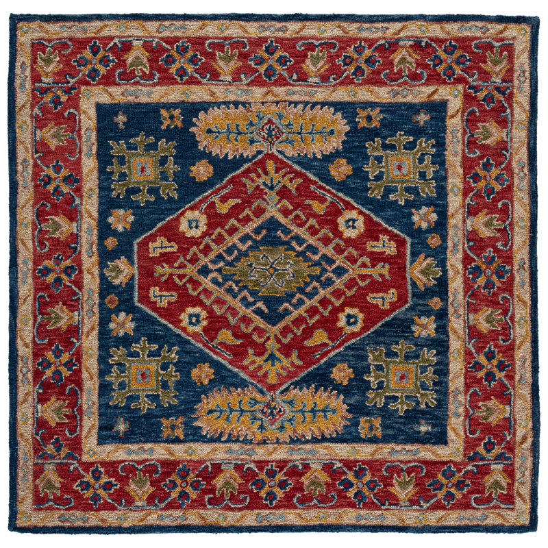 Tapis oriental en laine touffeté à la main Donneta, Carré 7 pi