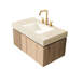 Comptoir en pierre frittée de 91,4 cm (36 po) avec motif et lavabo en céramique encastrée avec trois trous pré-percés pour robinetterie, excellente résistance aux hautes températures, couleur principale beige, profondeur du produit de 89,2 cm (35,13 po).
