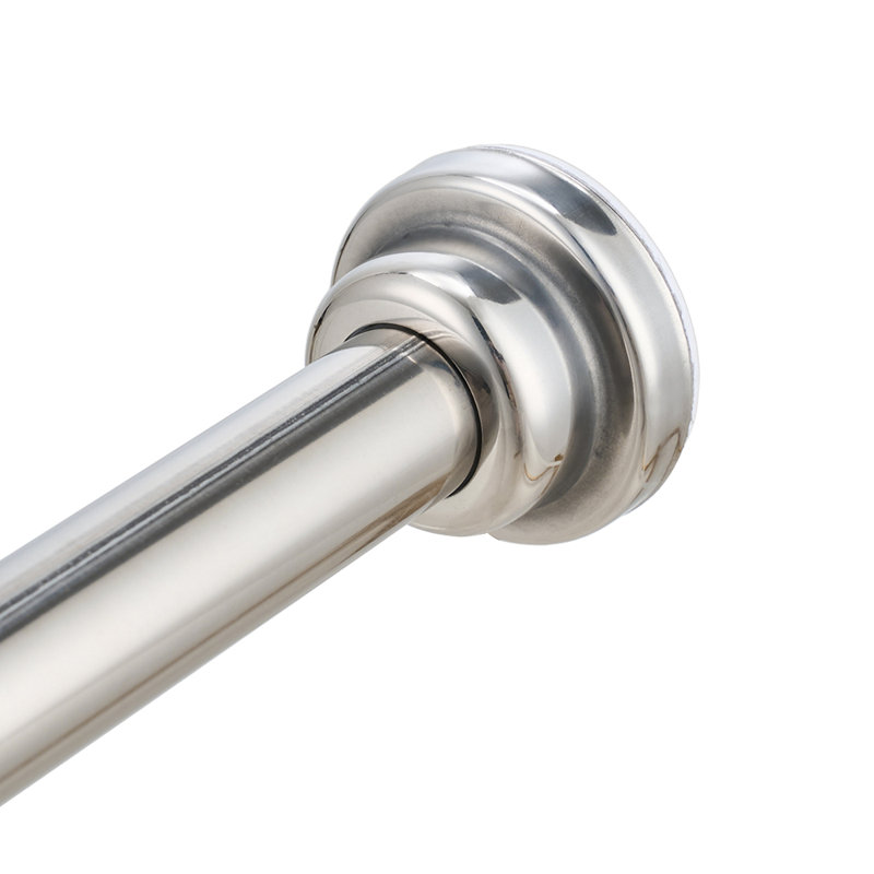 Natural Stainless Steel Adjustable 45cm to Bay Window Single Curtain Rod, 8cm H x 210cm W x 8cm D, Stainless Steel