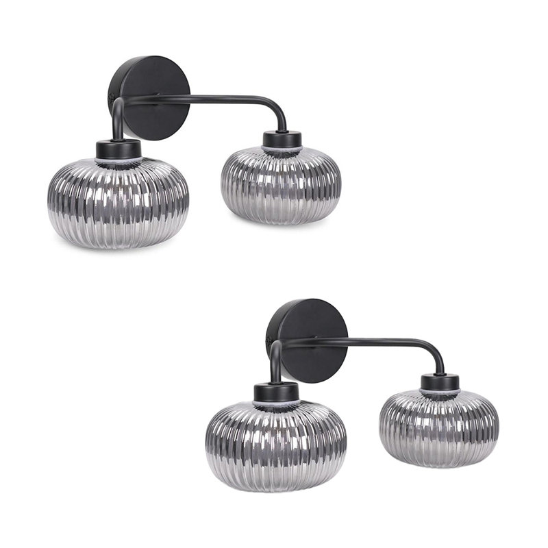 Aniva Glass Armed Sconce, Matte Black, Smoked Glass, Yes