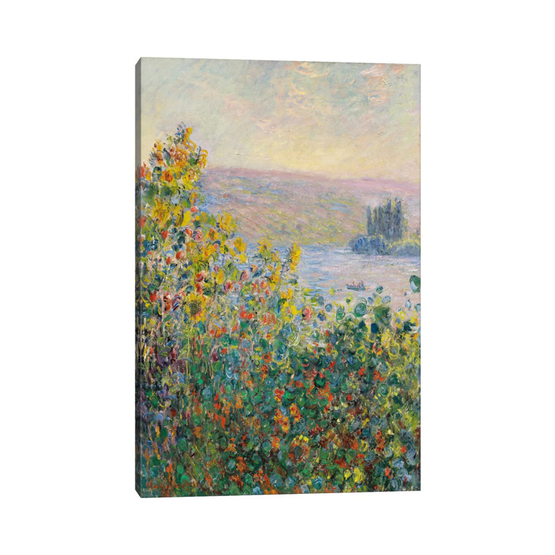 Flower Beds At Vetheuil by Claude Monet - Wrapped Canvas Painting, 152.5 cm H x 101.5 cm W