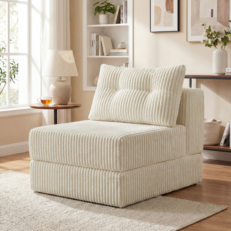 Velvet Chaise Lounge, Cream