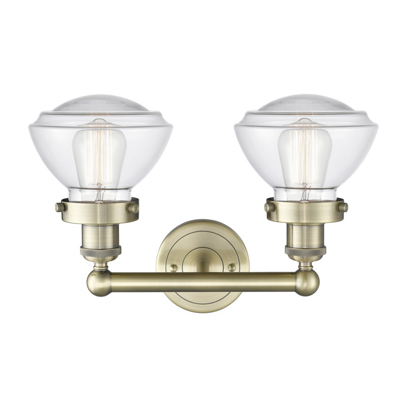 Éclairage pour meuble-lavabo à 2 lumières à intensité variable Almarosa, Clair, Laiton antique