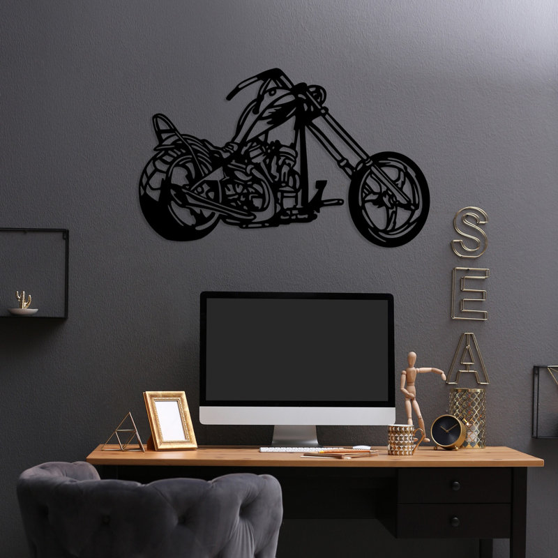 Élégant accessoire mural décoratif en métal, finition noire, 17,3 po x 27,6 po | Fabrication 100% métal, épaisseur: 0,06 po | Léger à 3,8 lb | Parfait pour la décoration intérieure, l'esthétique moderne et la fixation murale facile