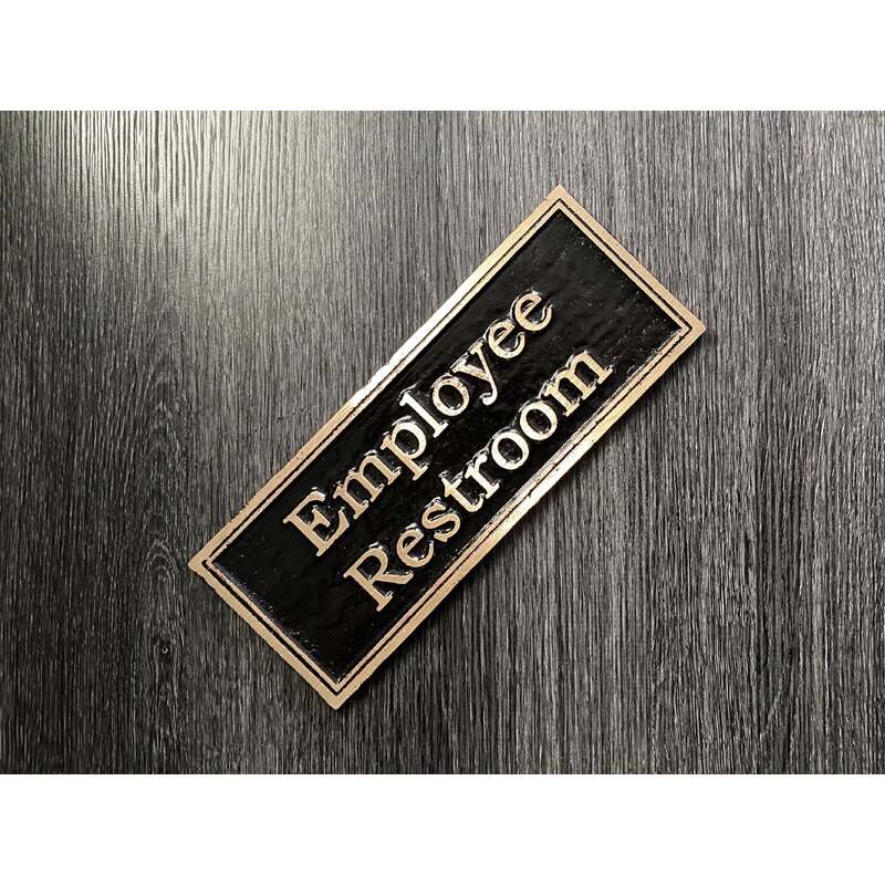 Contemporary Employee Restroom Sign, Black/Gold