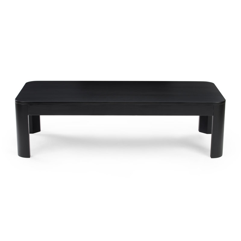 Toriano Solid Wood Single Coffee Table, Black, 15" H x 54" L x 24" W