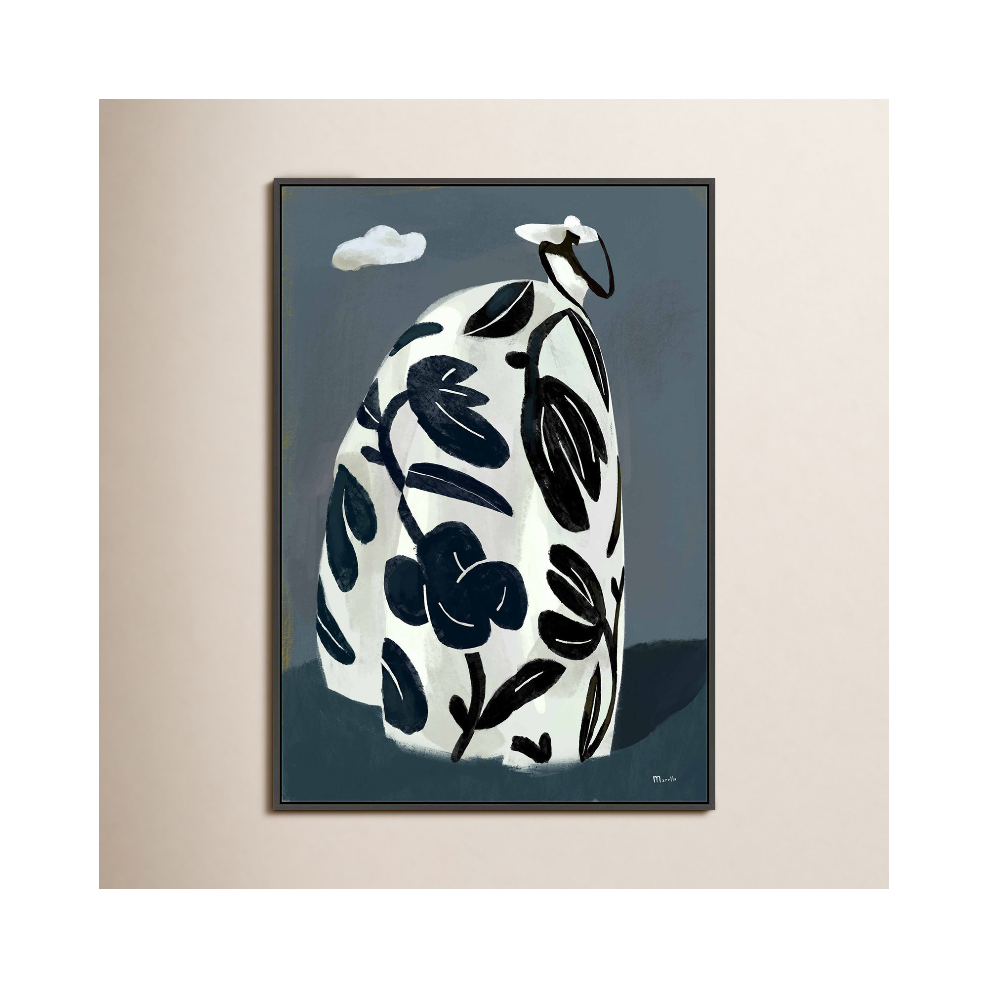 Black Dress by Marco Marella For Studio M, Black Canvas Framed, 20" H x 14" W x 1.25" D