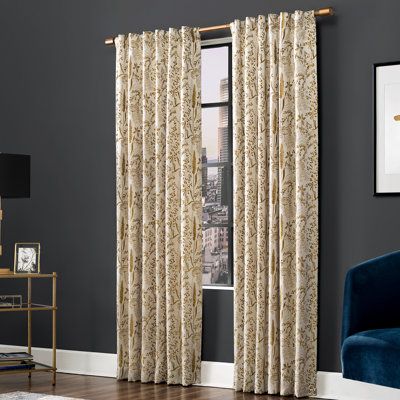 Scott Living Aubry Shimmering Floral 100% Blackout Back Tab Curtain Panel
