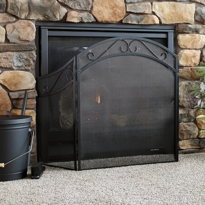 RsFiL Outdoor Fireplace Screen With Doors, Large Flat Guard Free Standing Metal Single Panel Spark Guard For Protect Baby Pet Safety, Tree Of Life Feito Na China - View #4
