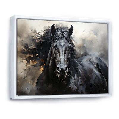 Étalon noir en mouvement - reproductions encadrées de chevaux