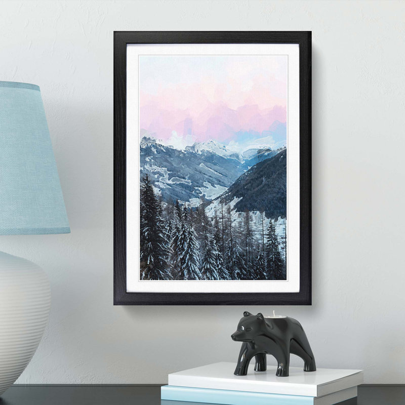 Pink Sky over the Mountains in Italy - Framed Print, Black, 76cm H x 50cm W x 2cm D