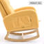 Chaise berçante d'appoint jaune avec repose-pieds et pieds en bois d'hévéa à haut dossier-902702763