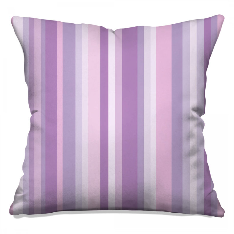 Coussin décoratif à rayures mauves, 16 po x 16 po
