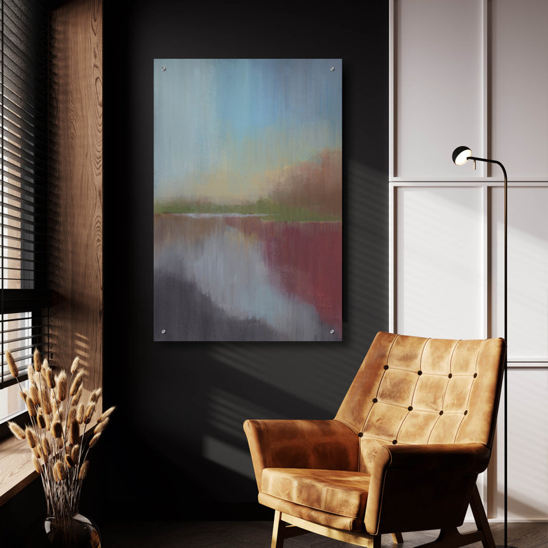 Art mural en verre épique «Canyon Mist 2» par Brittany Evans, 24 po x 36 po