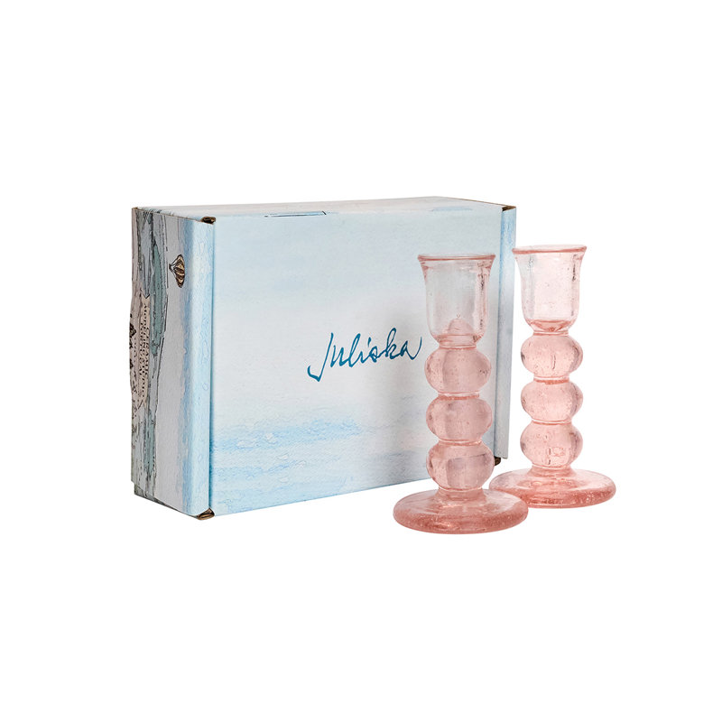 Provence Candlestick Set/2, Blush, 5" H x 2.5" W x 2.5" D