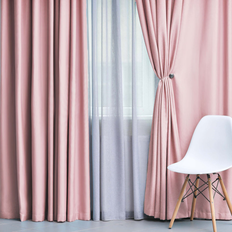 Bertrand Solid Modern Room Darkening Curtain Panel, Mauve Chalk, 52" W x 84" L