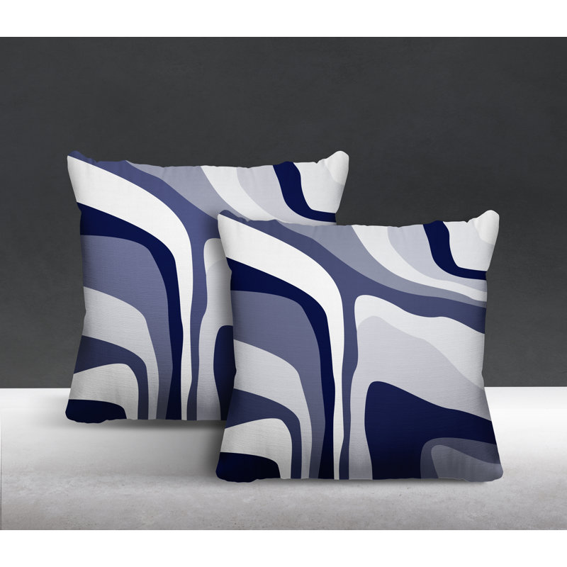 Coussin décoratif carré intérieur / extérieur Clickett, L 15 po x H 15 po, Bleu marine