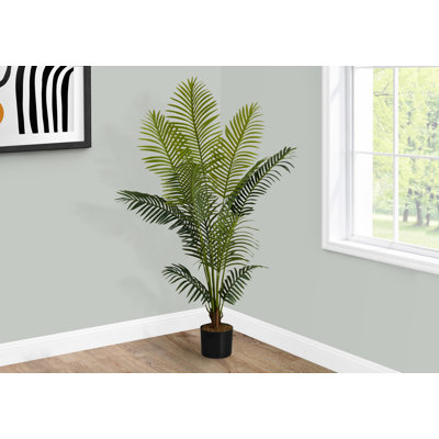 Plante artificielle, grand, palmier, intérieur, faux, faux, plancher, verdure, pot, véritable touche, décoratif, feuilles vertes, pot noir