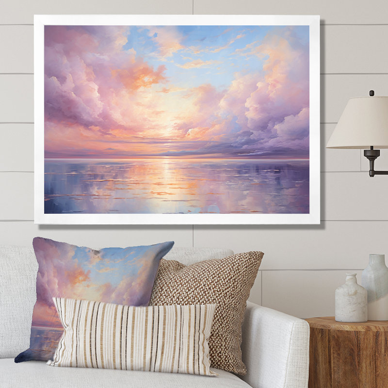 «Sunset Cotton Candy Skies II», impressions sur toile, H 34 po x l 44 po x P 1,5 po, Cadre simple blanc