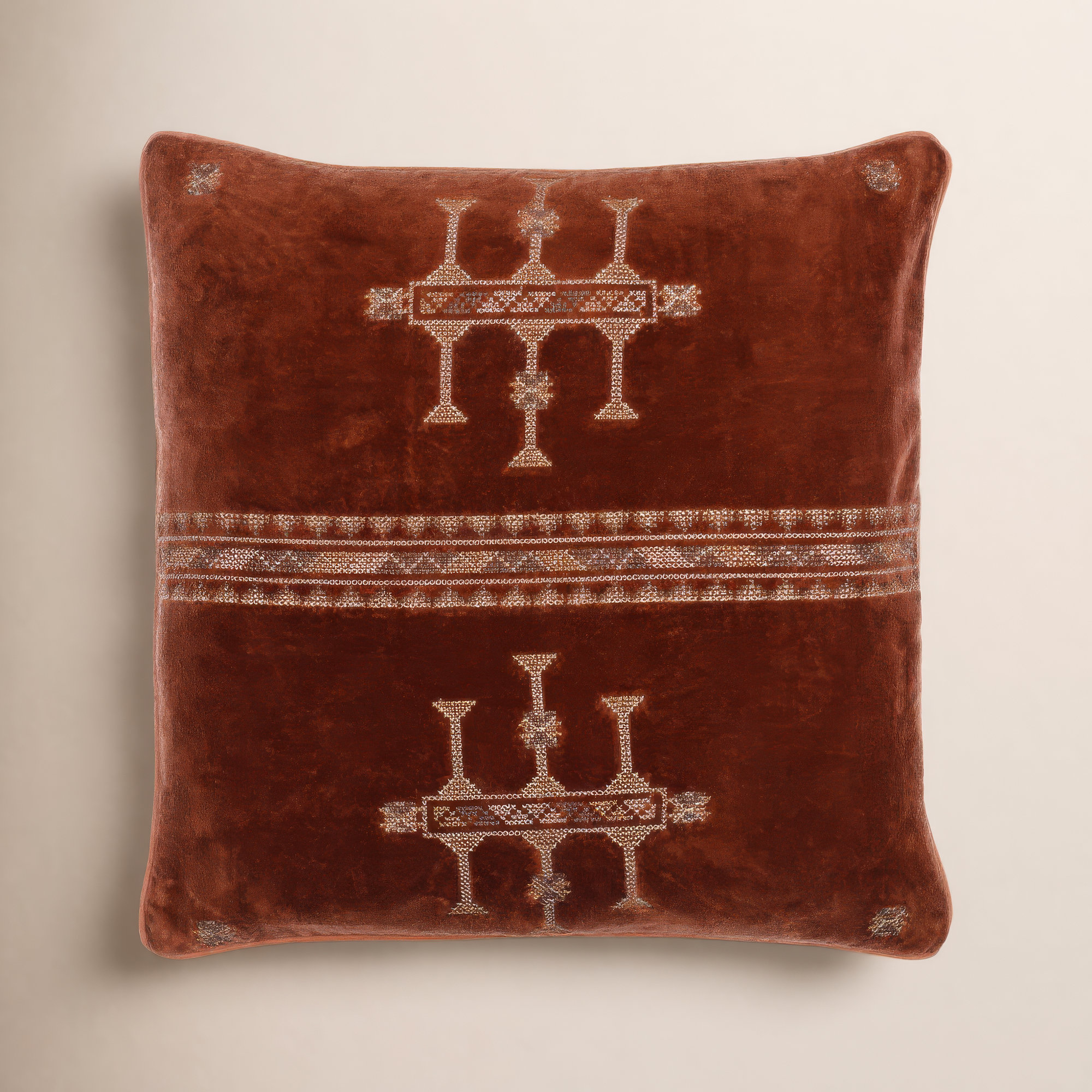 Veola Cotton Throw Pillow, Polyester/Polyfill, Dark Plum, 20" x 20"