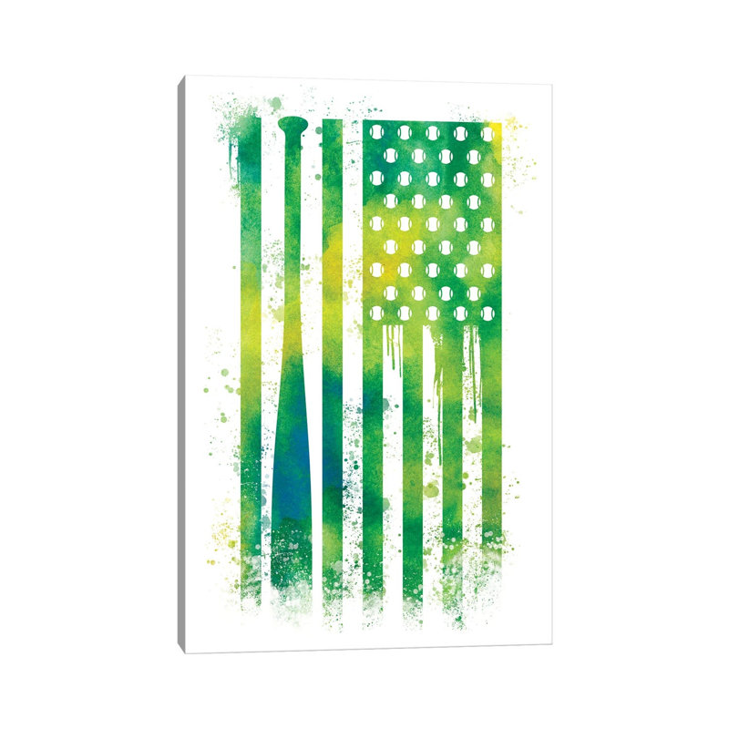Baseball Sports Flag - Wrapped Canvas Painting, 66.04 cm H x 45.72 cm W