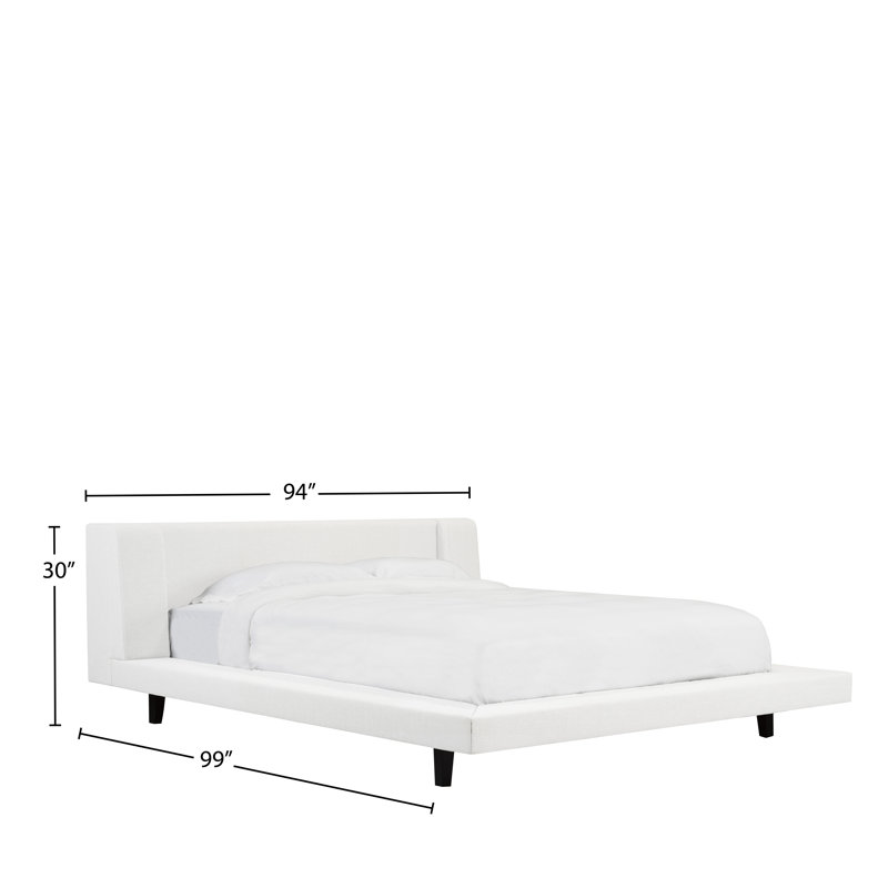 Lit plateforme tapissier Grimsby, Très grand, Blanc