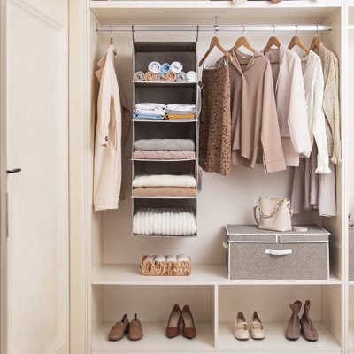 5-Shelf Hanging Closet Shelves,Special For Clothes Organizing & Storage,Size 13"D X 15"W X 47.75"H,Gray