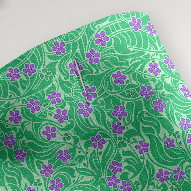 Rideau simple à motif floral tourbillons, Vert / Mauve