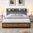 Classic Gray King Size Storage Platform Bed with Built-In Charging Station and LED Lights, MDF and Metal Frame-129225006