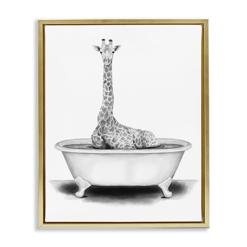 Girafe dans une baignoire, drôle d'art de salle de bain, art mural par Rachel Neiman, H 17 po x l 21 po