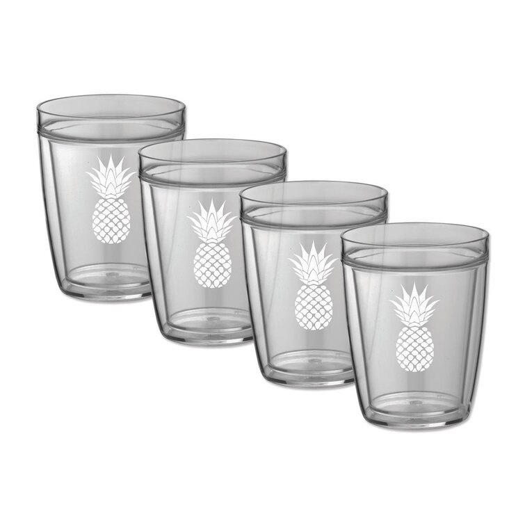 Milburn Pineapple 22 oz. Plastic Double Wall Glass (Set of 4) Bay Isle Home