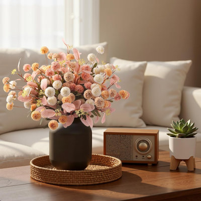 Artificial Chrysanthemum Flower Stems 16 PCS, Silk Mums With Eucalyptus Faux Floral, Multi Color Long Stem Flowers For Dining Room Living Room Indoor Decoration