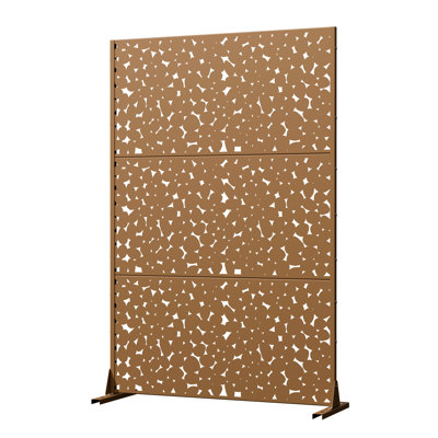 72 H x 47 W x 16 D Inch Brown Organic Cutout Freestanding Outdoor Privacy Screen Galvanized Steel Patio Divider for Backyard Balcony Garden