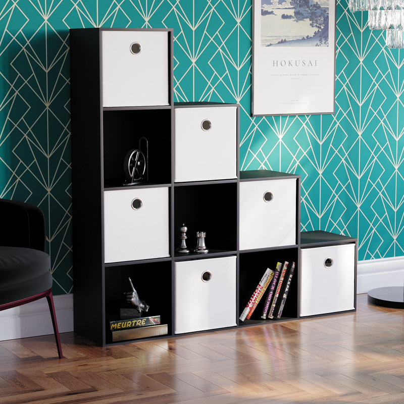 Penhook 128cm H x 128cm W Cube Bookcase, Black, White